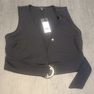 BNWT XS Black Dynamite Front Wrap w/ Snaps CropTop